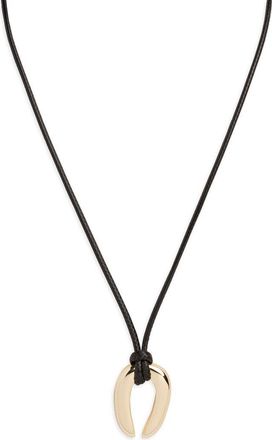 Argento Vivo Serena Upside Down Horseshoe Pendant Cord Necklace in Gold/Black at Nordstrom