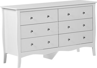 Beliani C&oacute;moda Blanca Aparador Con 6 Cajones 75 X 130 Cm Armario De Almacenamiento Para Dormitorio Sal&oacute;n Pasillo Estilo Franc&eacute;s Winchester