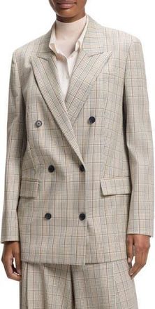 BOSS Jukana Windowpane Plaid Stretch Wool Blazer in Sea Blossom Plaid at Nordstrom Rack, Size 10