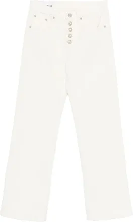 Dondup Pantaloni a coste Jacklyn con patta a bottoni - Bianco