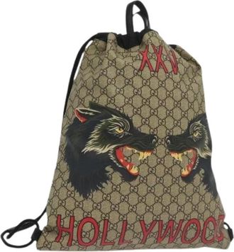 Gucci Pre-owned Plastic backpacks - Dames - Vintage Rugzakken - Beige - ONE Size - Leer - Vintage