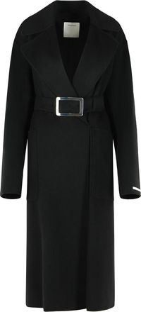 Sportmax Cose Robe Coat In Pure Black Virgin Wool