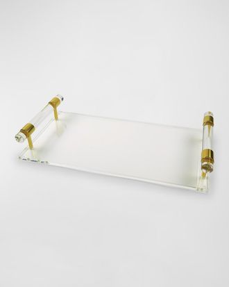 Tizo Design Lucite Tray With Golden Trim