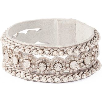 Deepa Gurnani Elowen Rhinestone Bracelet in Silver at Nordstrom