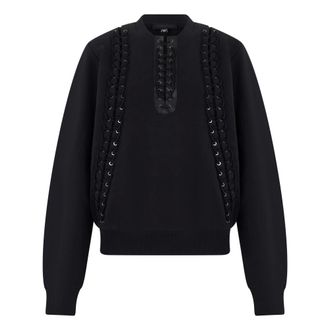 Diesel Sweatshirts, female, Black, Size: M Hoodie with decorative laces