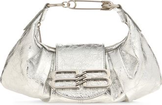 Balenciaga Small Pamela Crinkled Metallic Leather Shoulder Bag in 8122 Silver at Nordstrom