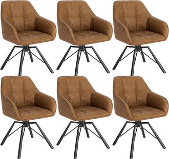 Woltu Woltu Set Di 6 Sedie Per Sala Da Pranzo Girevoli A 360&deg;. Sedie Da Cucina Imbottite Con Gambe In Metallo. Poltroncine In Similpelle Per Camera Da Letto