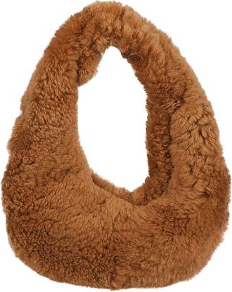 Anita Bilardi Kameel Faux Fur Schoudertas - Dames - Schoudertassen - Bruin - ONE Size - Tassen