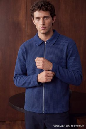 Trendyol MAN Heren Donkerblauw Effen Lang Regular fit Sweatshirts