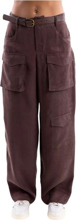 Vicolo Wijde broek - Dames - Wijde Broeken - Bruin - L - Broeken