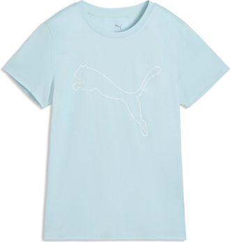 Puma Trainingsshirt PUMA W TAD ESSENTIAL LOGO TEE, Damen, Gr. XXL, fresh water, Jersey, Obermaterial: 100% Polyester, regular fit normal, Rundhals, Shirts 