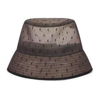Red Valentino Hats, female, Black, Size: M Polka-Dot Mesh Bucket Hat