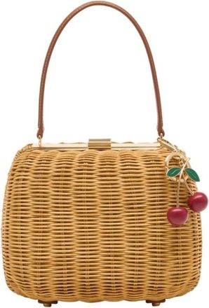 Self Portrait Handbags, female, Brown, Size: ONE SIZE Rattan Cherry Charm Mini Bag