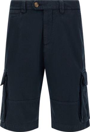 Brunello Cucinelli Blue Cotton Bermuda Mens Shorts