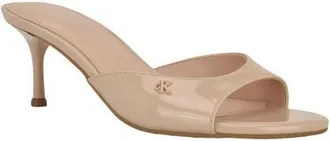 Calvin Klein Vixie Slide Sandal in Light Natural Patent at Nordstrom, Size 9.5