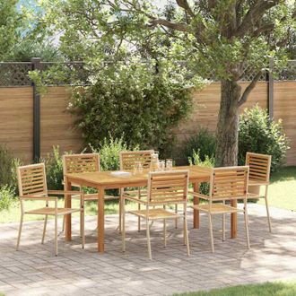 vidaXL Conjunto De Comedor De Jard&iacute;n 7 Pcs Beige Polirat&aacute;n Vidaxl