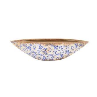 Nearly Natural 13-in Tuscan Ceramic Blue Scroll Decorative Bowl in Green at Nordstrom