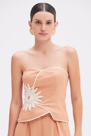 PatBo Tropic Linen Top in Brown at Nordstrom, Size 4