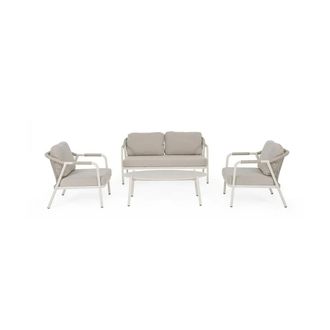 BIZZOTTO Set De Sal&oacute;n De Jard&iacute;n Miravet Wall 4 Plazas En Aluminio Con Mesa 120 X 60 X 39 Cm