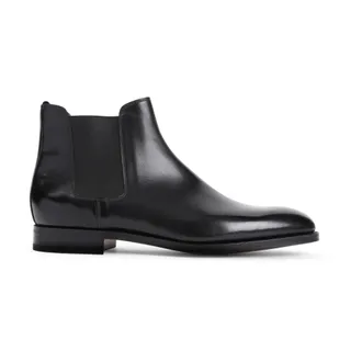 John Lobb Schoenen, Heren, Zwart, 41 EU, Leer, Zwarte Enkellaarzen met Textuurdetails