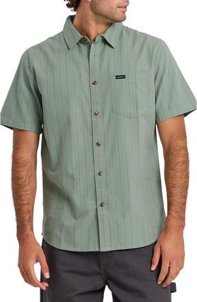 Quiksilver Dobby Stripe Classic Short Sleeve Cotton Button-Up Shirt in Lily Pad at Nordstrom, Size Xx-Large