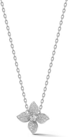 Sphera Milano CZ Pav&eacute; Flower Pendant Necklace in Silver at Nordstrom Rack
