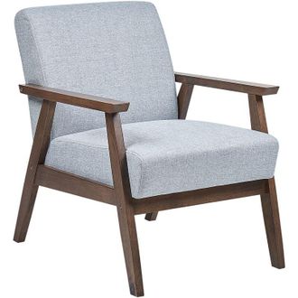 Beliani Beliani - Retro Living Room Armchair Fabric Upholstery Wooden Frame Light Grey Asnes