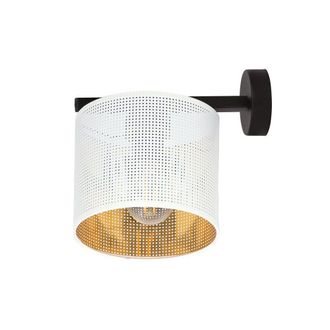 Wonderlamp Aplique de pared con pantalla circular blanco e interior dorado