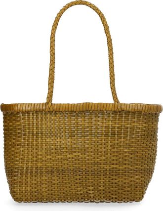 Dragon Diffusion Brown Woven Leather Textured Tote Bag