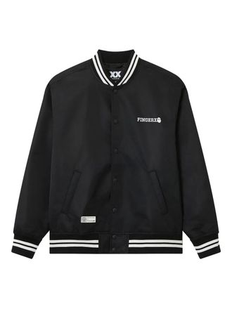 Fingercroxx Honkbaljack met borduurwerk - Zwart