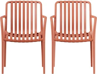 DRAWER Lote de 2 sillones para interior/exterior de pl&aacute;stico - Terracota