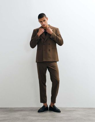 Asos Blazer doppiopetto regular fit marrone