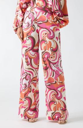 Marciano Carmen Print Straight Leg Pants in Brown at Nordstrom, Size 6 Us