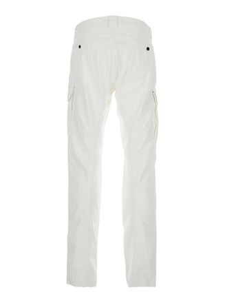 C.P. Company Mens Cargo Trousers White Stretch Cotton