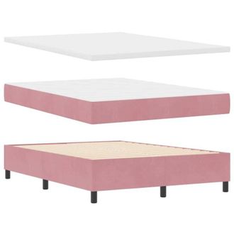 vidaXL Cama Tipo Box Spring Con Colch&oacute;n Rosa 140 X 190 Cm Terciopelo Vidaxl