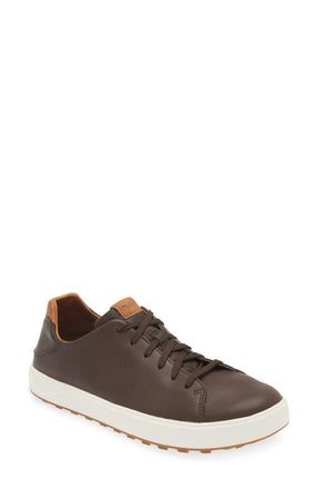 Olukai WaiAlae Waterproof Leather Golf Shoe in Dark Wood/Dark Wood at Nordstrom, Size 14