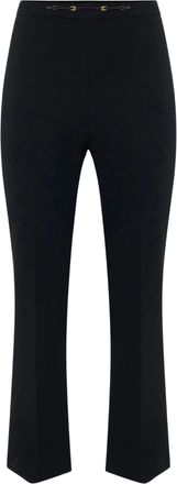 Elisabetta Franchi Cropped Tailored Pants With Glossy Belt Detail