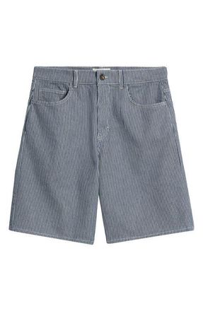 Les Deux Ryder Stripe Denim Shorts in Dark Navy at Nordstrom, Size 33