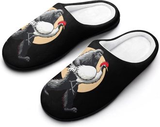 Generic Bigfoot Carrying Red-crowned Crane Womens Slippers Warm House Slippers Indoor House Shoes with Anti-Skid Rubber Sole