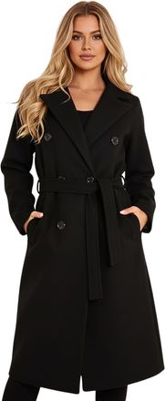 Janisramone Hamishkane Lapel Collared Winter Coats for Women UK, Classic Front 6 Buttons Long Sleeves Ladies Jackets, Long Ladies Jackets with Side Pockets Womens