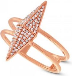 Allurez 0.22ct 14k Rose Gold Diamond Pave Pyramid Ring