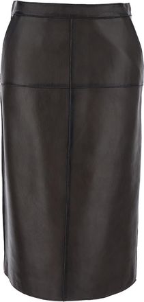 Parosh Brown Skirt With Hidden Back Closure In Leather Woman