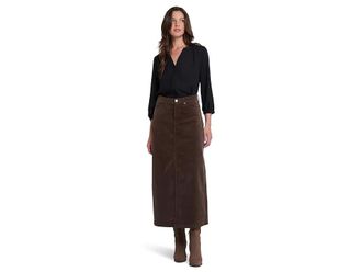 NYDJ High Rise Long Skirt Womens Skirt Coffee Bean : 12, Corduroy/Cotton/Elastane