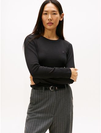 Tommy Hilfiger Womens Long-Sleeve Crewneck Favorite T-Shirt - Black - XXL