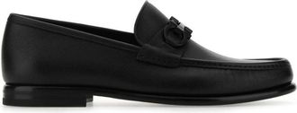 Ferragamo Black Solid Crown Loafers