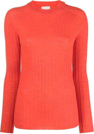 Alysi round-neck chunky ribbed-knit top - women - Viscose/Merino/Acrylic - M - Orange