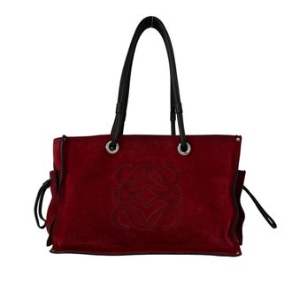 Loewe Brown Red Color Suede Leather Handbag Shoulder Bag Tote Bag (Pre-Owned)