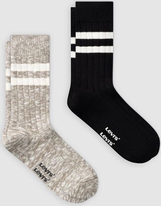 Levi's Regular Cut Mouline Bootsock 2 Pack - Hombre - 39 - Black / Grey/Black