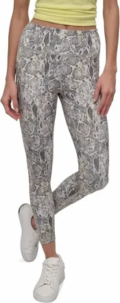 DKNY Printed High-Waist 7/8 Tight Leggings In Mystic Python Vintage Khaki