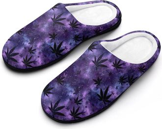 Generic Galaxy Weed Leaf Men Slippers Funny House Shoes Cotton Slipper for Indoor Outdoor